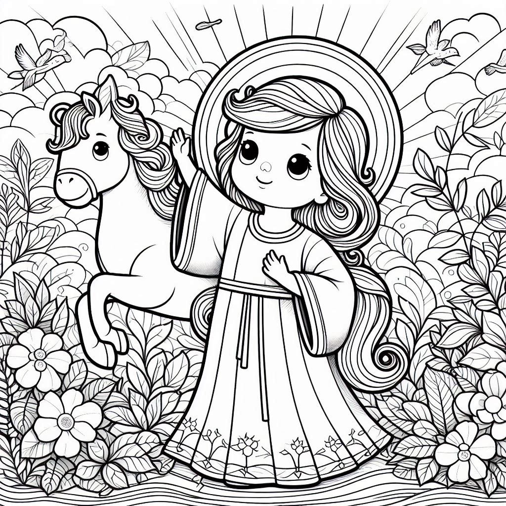 Faith Peterson and horse coloring page